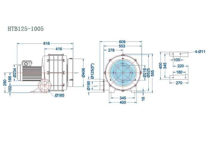 HTB125-1002,7.5kw透浦式風(fēng)機(jī)