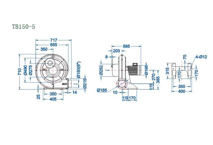 TB150-5,3.7kw透浦式鼓風(fēng)機