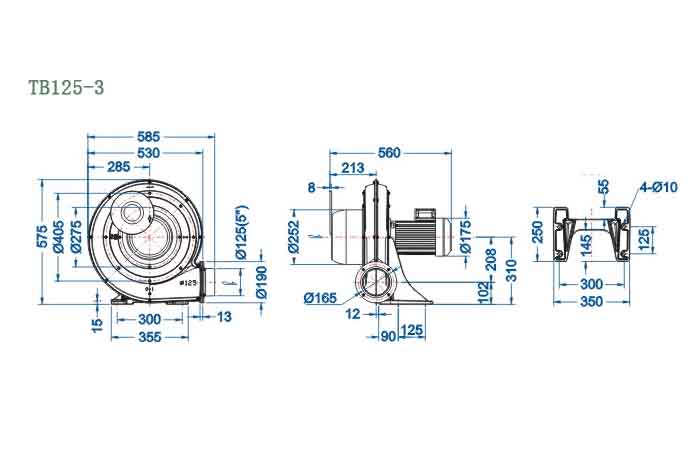 TB125-3,2.2kw透浦式鼓風(fēng)機